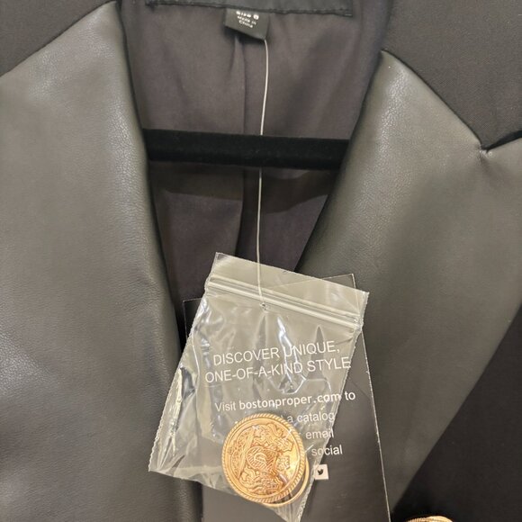 NWT Boston Proper Leather Trimmed Blazer - Picture 6 of 10